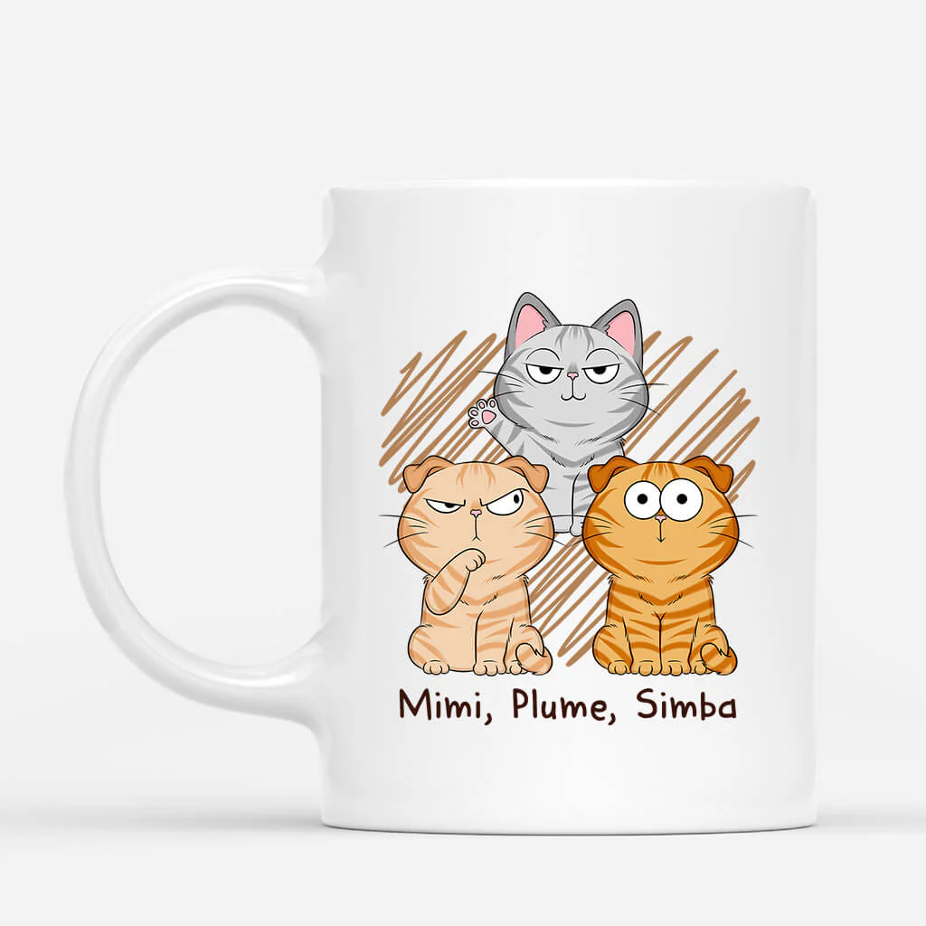 Mug femme chats et café – Cadeau drôle pour amoureuse des chats - Image 2