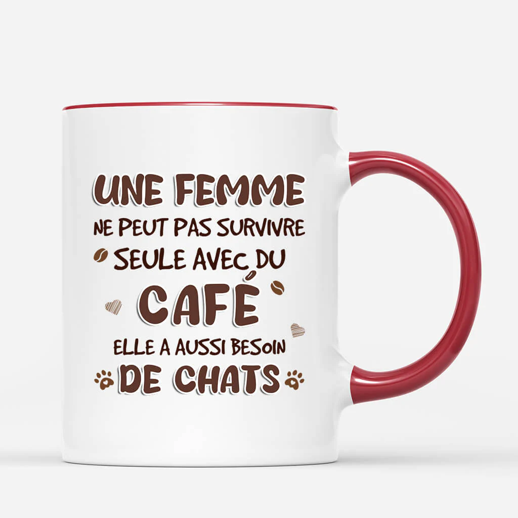 Mug femme chats et café – Cadeau drôle pour amoureuse des chats - Image 3