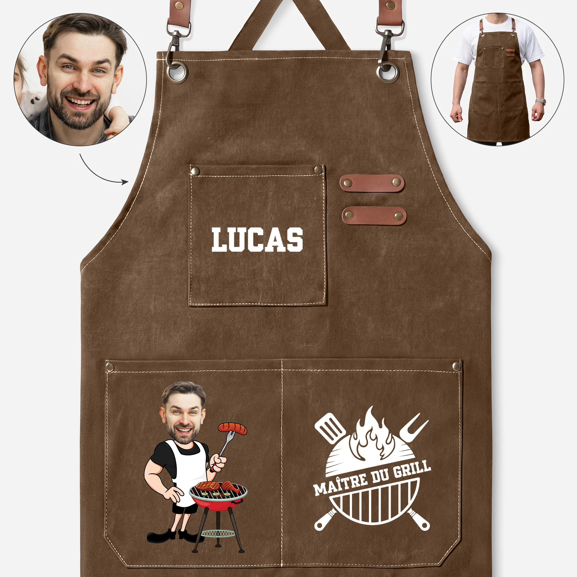 Tablier Barbecue Personnalisé - Maître Du Grill Cadeau Barbecue Homme
