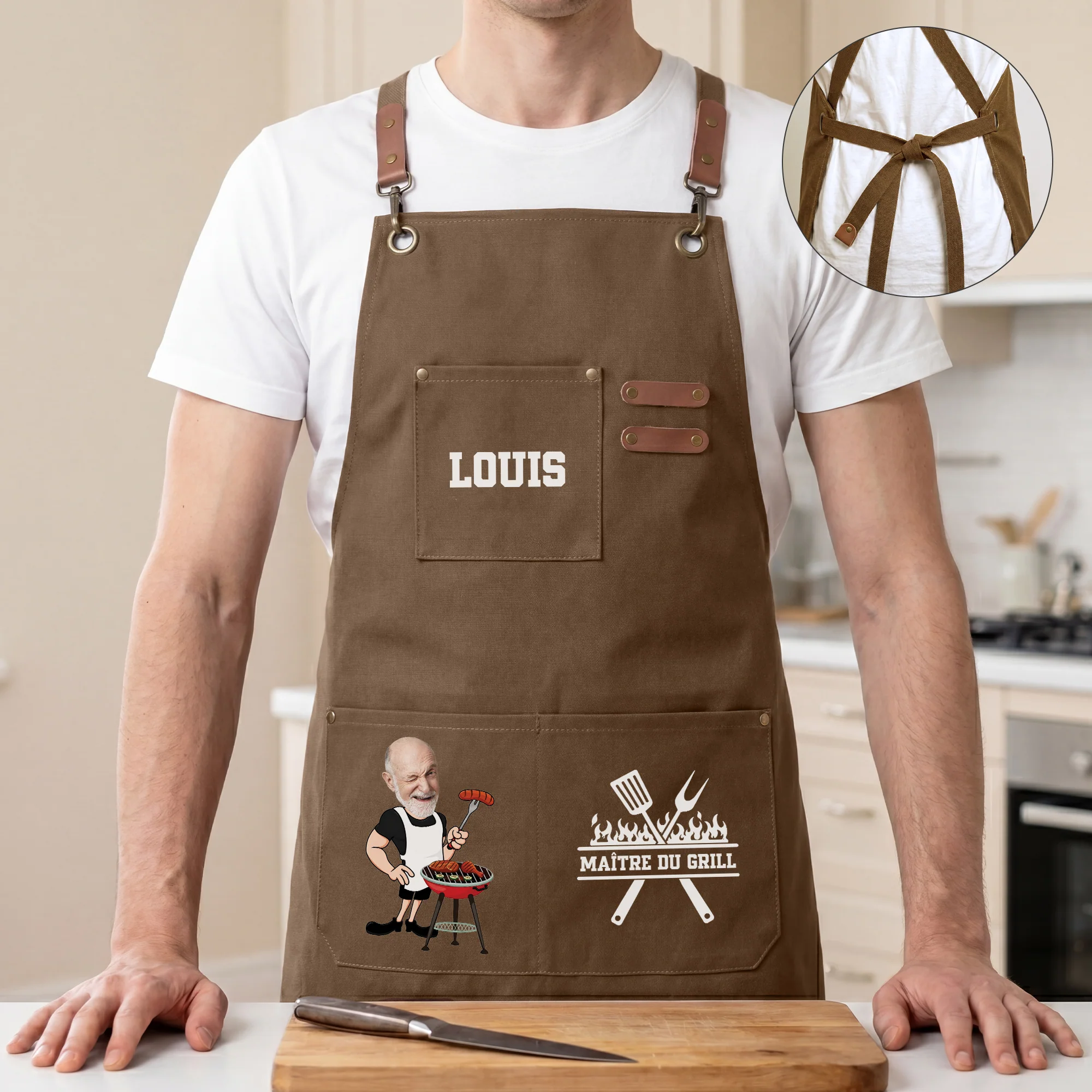 Tablier Barbecue Personnalisé - Maître Du Grill Cadeau Barbecue Homme - Image 2