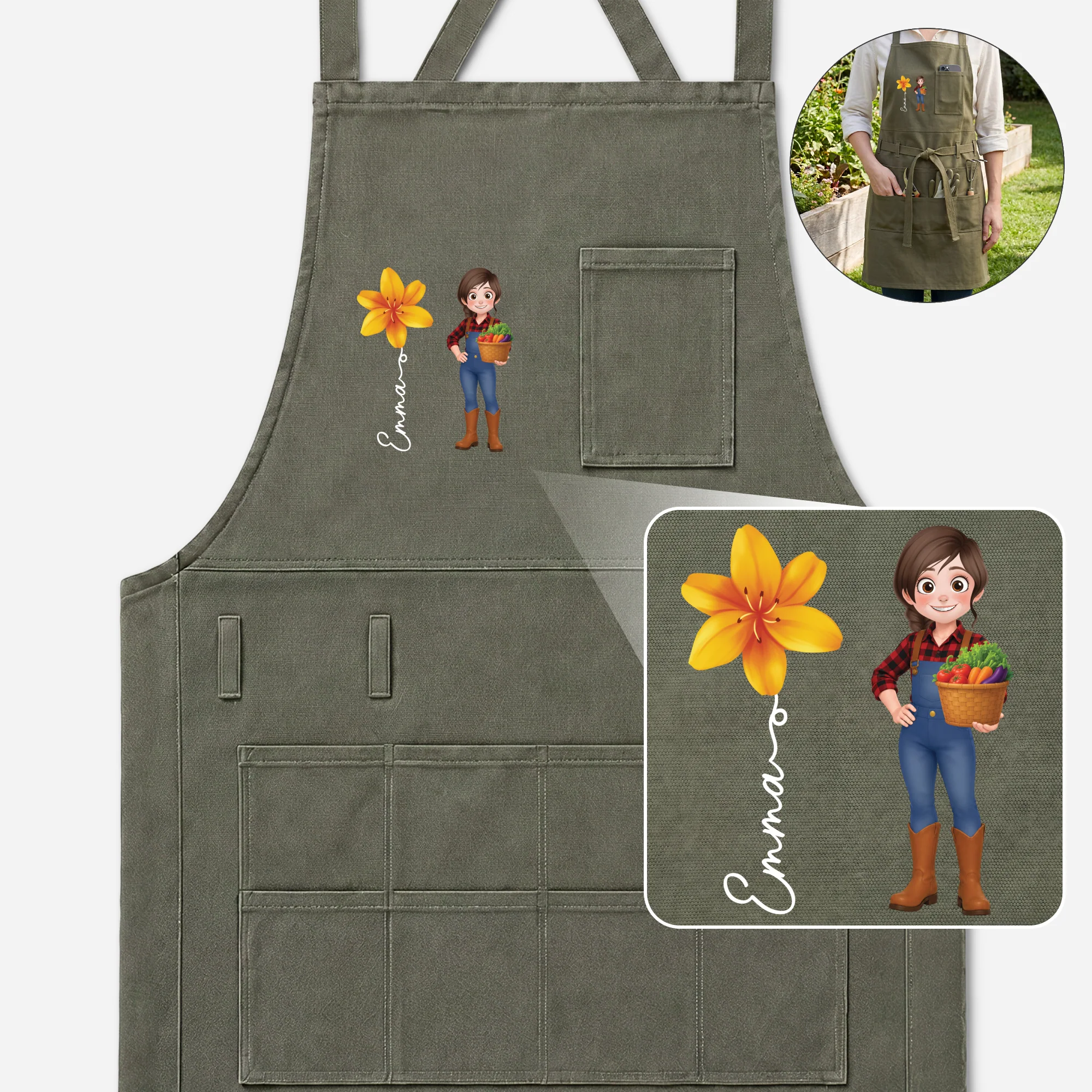 Tablier Jardinage Personnalisé Avec Outils - Cadeau Original Pour Femme Homme