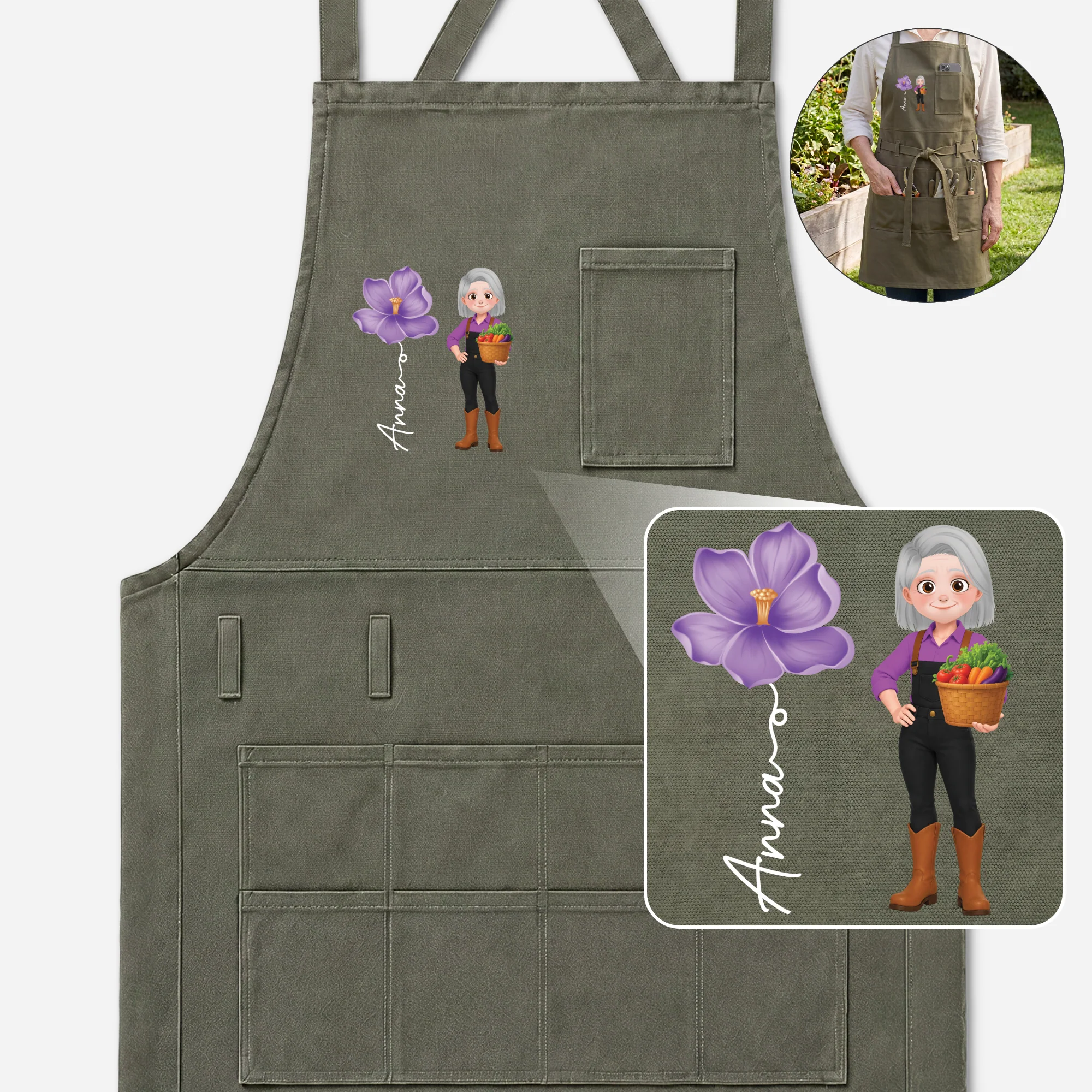 Tablier Jardinage Personnalisé Avec Outils - Cadeau Original Pour Femme Homme - Image 2