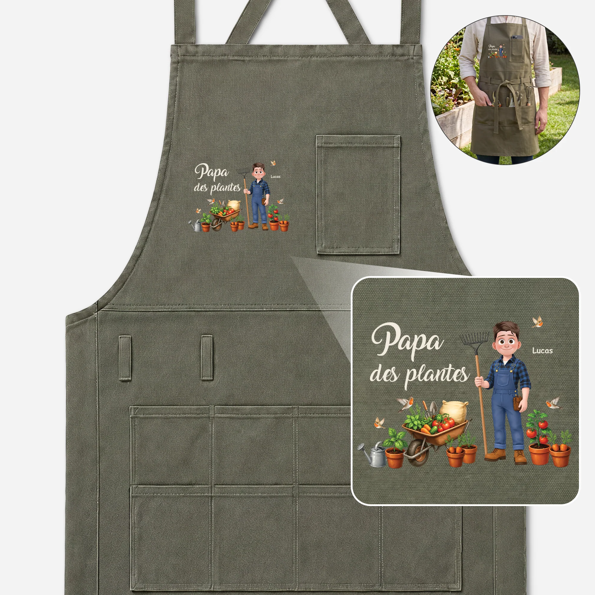 Tablier Jardinage Personnalisé - Cadeau Homme Femme Qui Aime Jardiner - Image 2