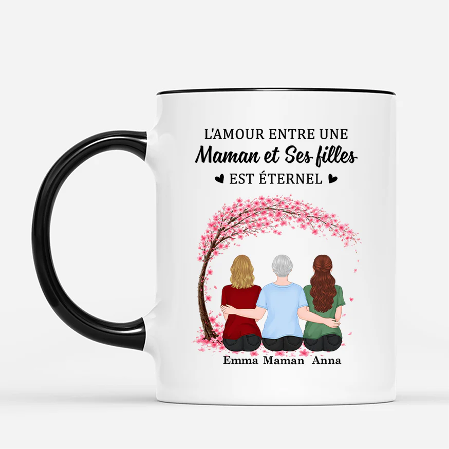 Mug Personnalisé Maman Texte - Amour Entre Maman Mamie Et Fille Fils - Image 2