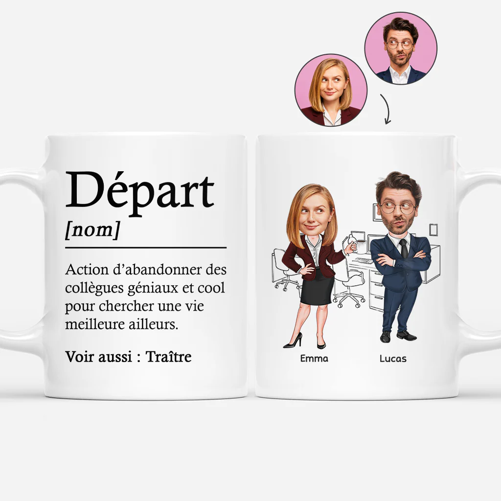 Tasse Personnalisée Collègue Et Patron - Cadeau Départ Action D’abandonner Des Collègues Géniaux