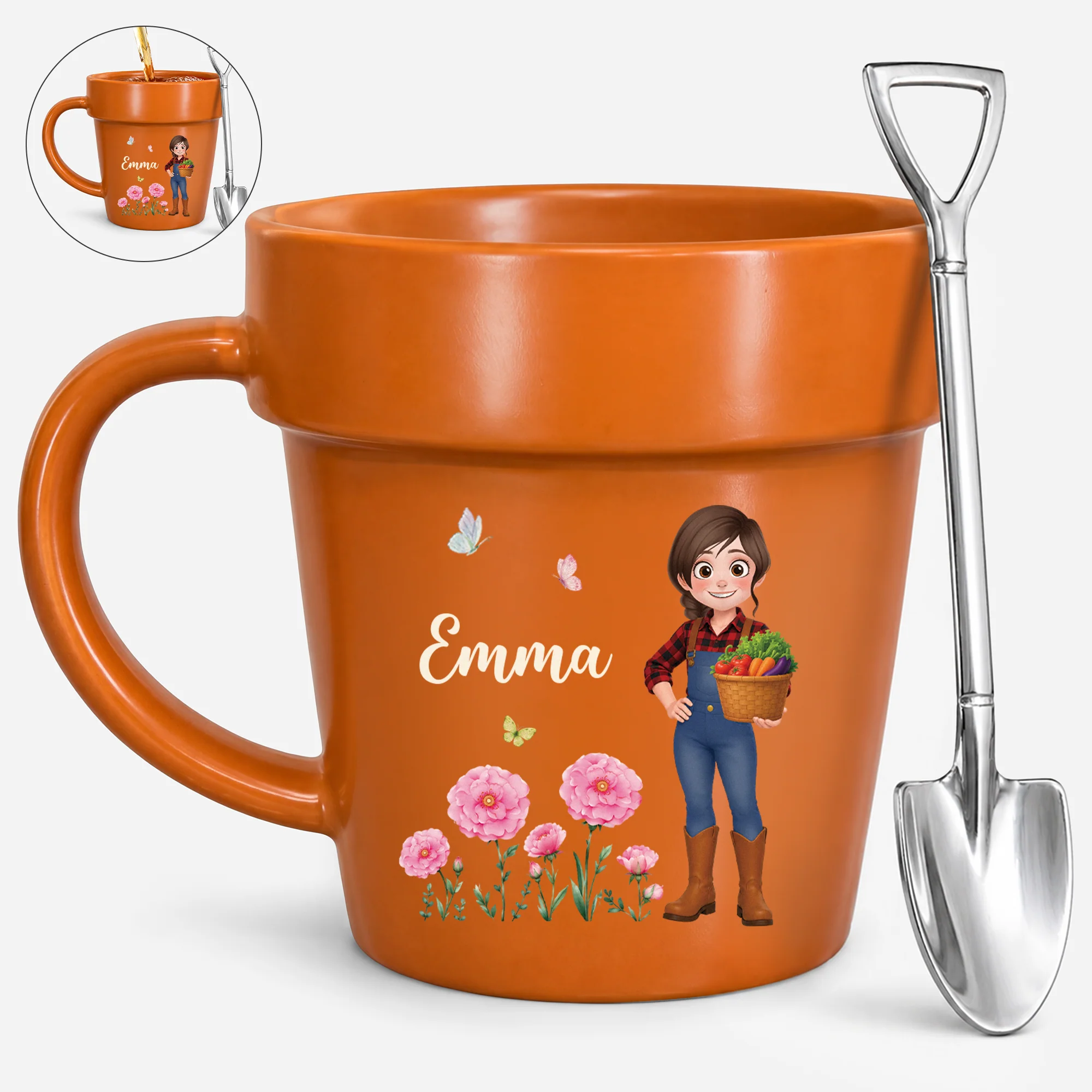 Tasse Pot De Fleur Personnalisée - Cadeau Pour Jardinière Avec Fleur