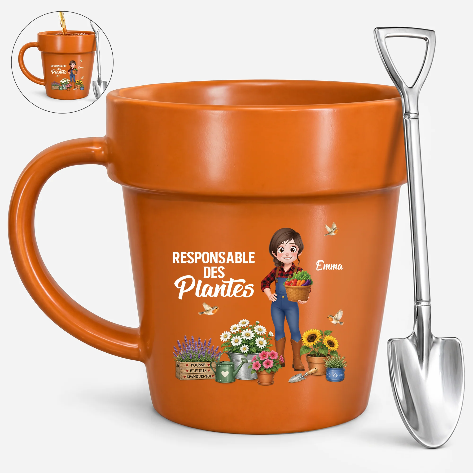Tasse Pot De Fleur Personnalisée - Femme Homme Jardinier Responsable Des Plantes