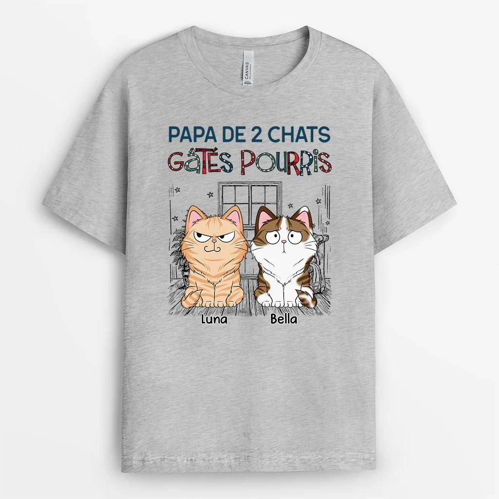 Tee Shirt Chat Personnalisé - Maman Papa De Chat Pourri Gâté - Image 2