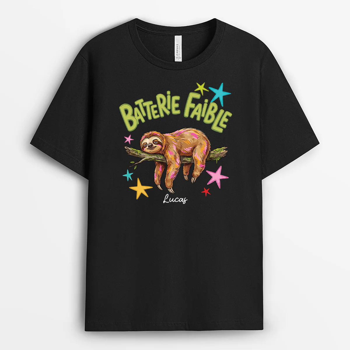 Tee Shirt Collègue Femme Homme Couleur Foncée - Batterie Faible