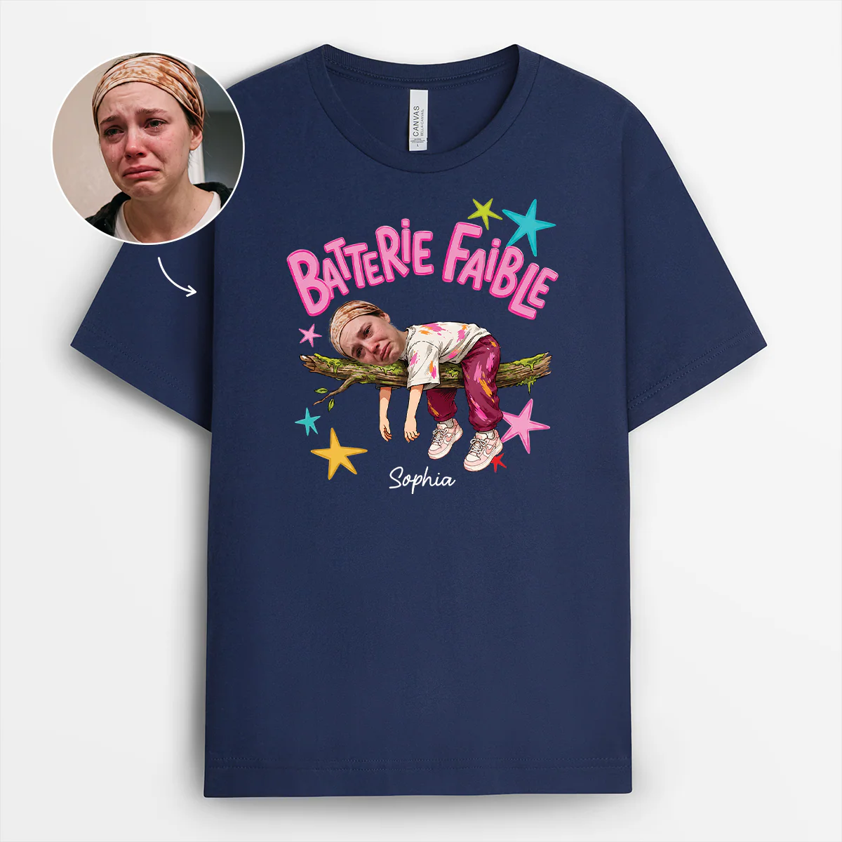 Tee Shirt Collègue Femme Homme Couleur Foncée - Batterie Faible - Image 2