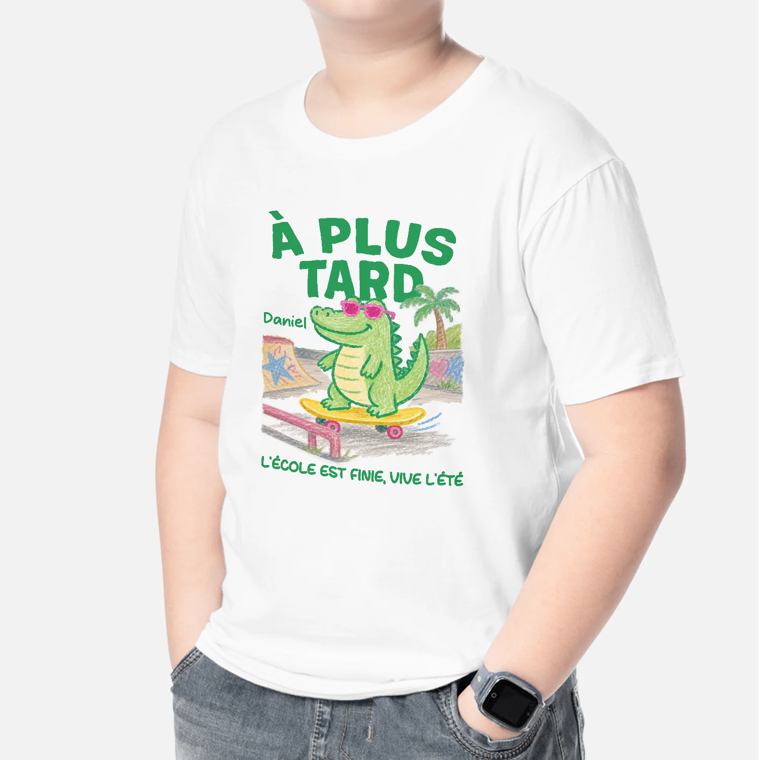 Tee Shirt Enfant Personnalisable Été - École Est Finie - Image 2