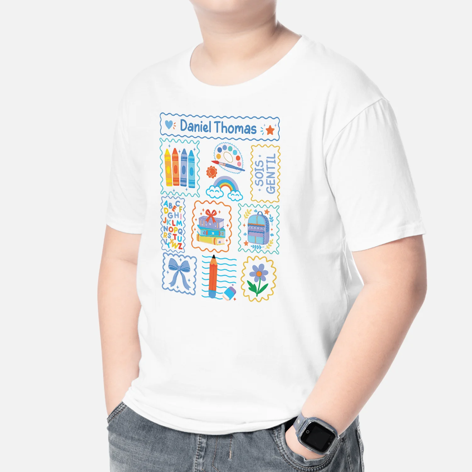 Tee Shirt Enfant Personnalisé Avec Prénom Adorable - Sois Gentil - Image 2