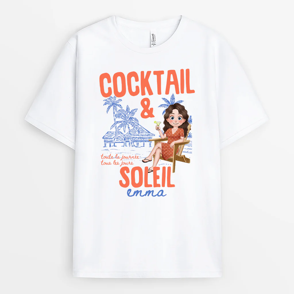 Tee Shirt Été Personnalisé Femme Homme - Café Glacé Et Soleil