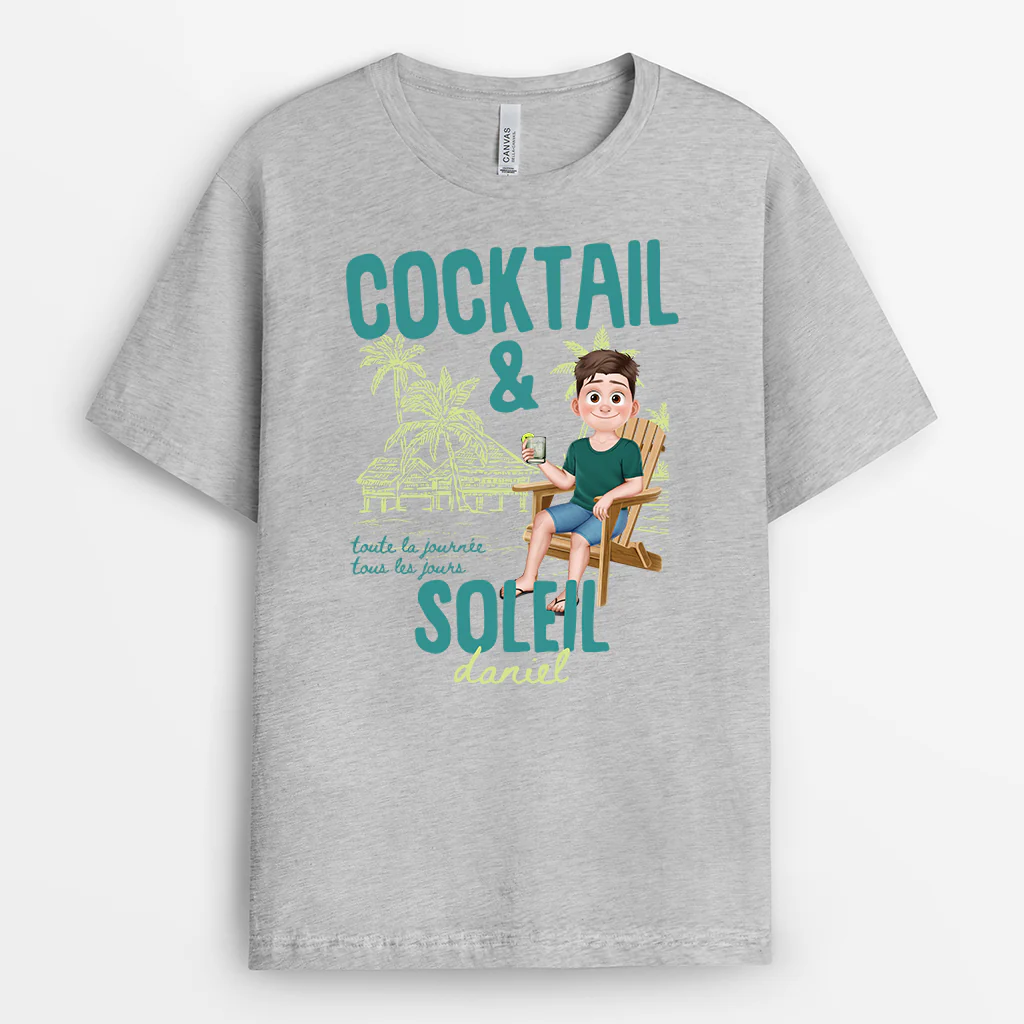 Tee Shirt Été Personnalisé Femme Homme - Café Glacé Et Soleil - Image 2