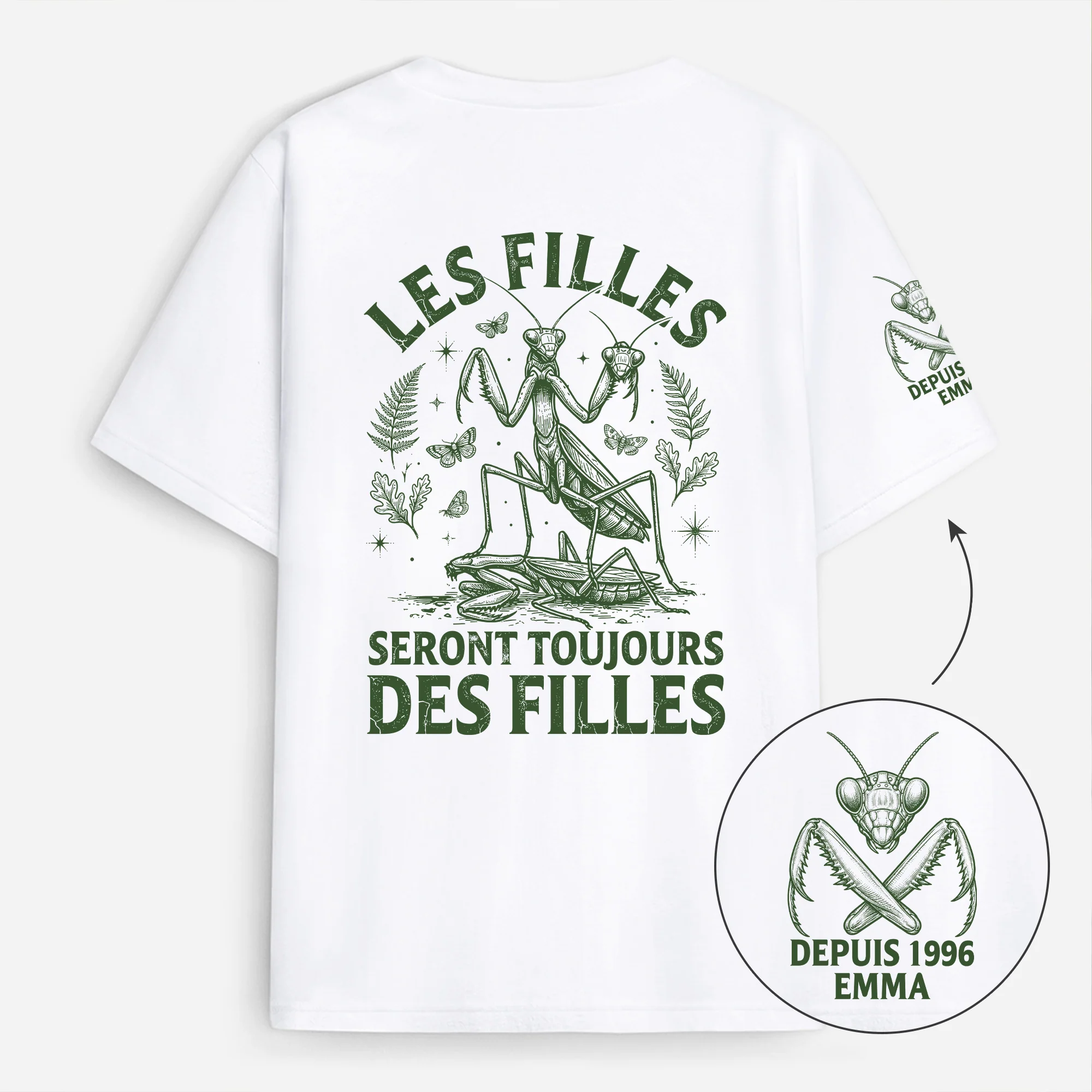 Tee Shirt Imprimé Dos Et Manche Personnalisé - Les Filles Seront Toujours Des Filles