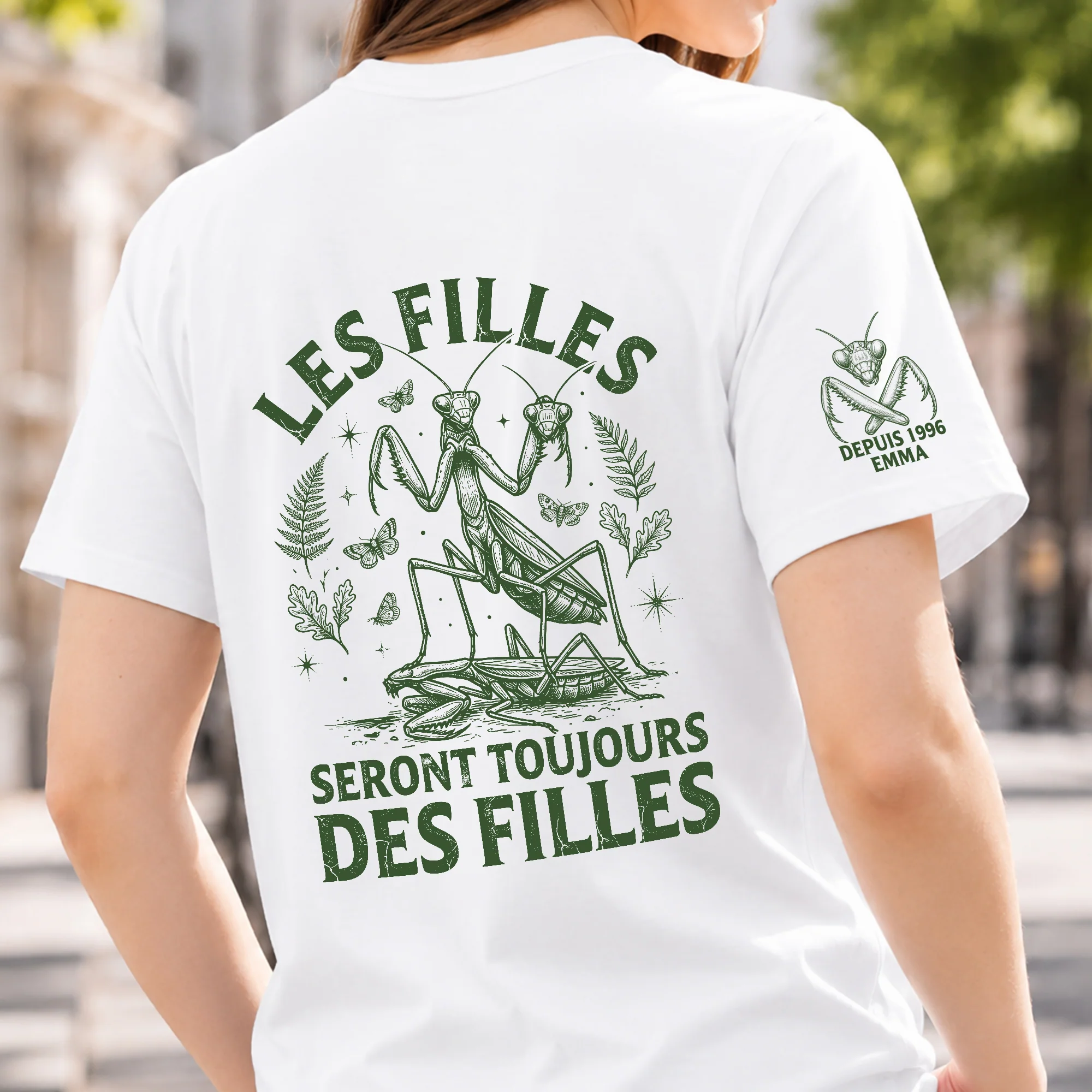 Tee Shirt Imprimé Dos Et Manche Personnalisé - Les Filles Seront Toujours Des Filles - Image 2