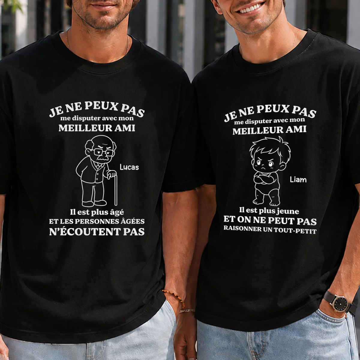 Tee Shirt Personnalisé Amie Avec Humour Couleur Foncée - Je Ne Peux Pas Me Disputer Avec Mon Amie - Image 2