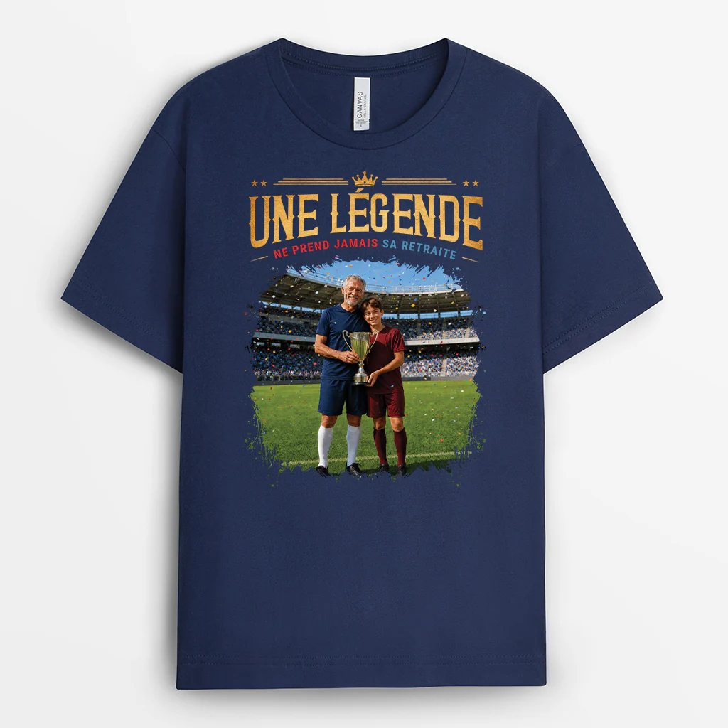 Tee Shirt Personnalisé Avec Photo - Une Légende Ne Prend Jamais Sa Retraite - Image 2