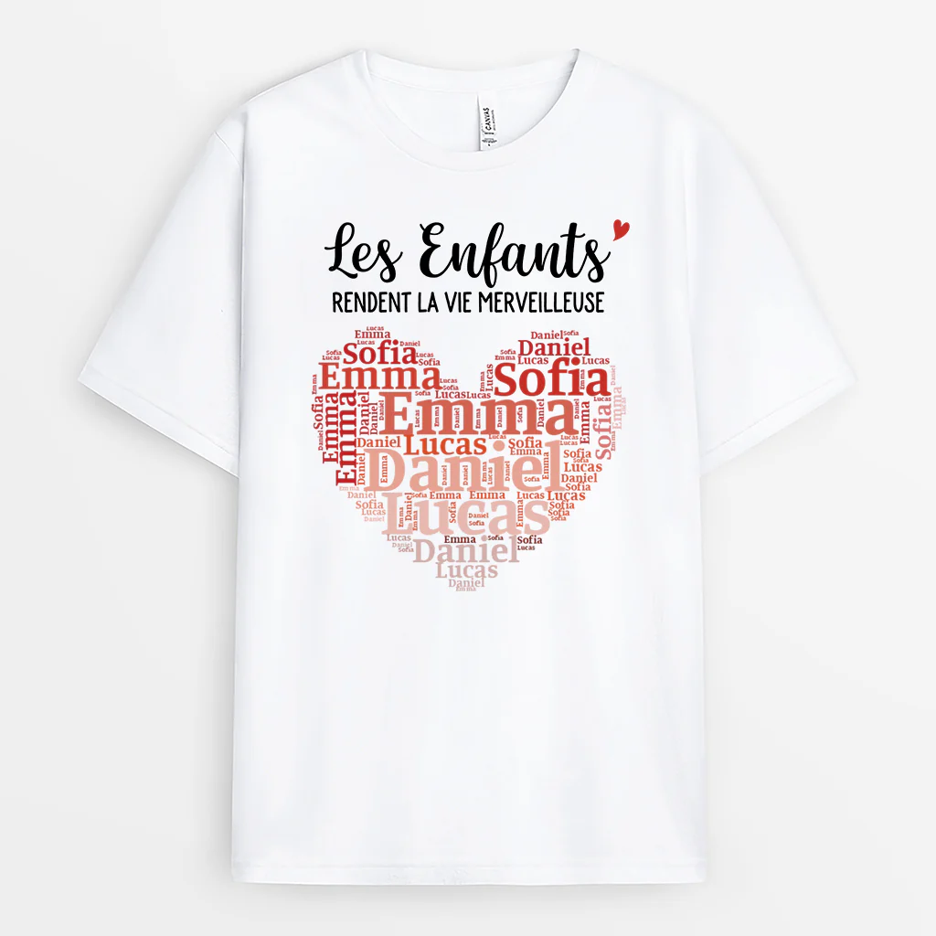 Tee Shirt Personnalisé Cadeau Maman Papa - La Vie Merveilleuse Avec Enfants
