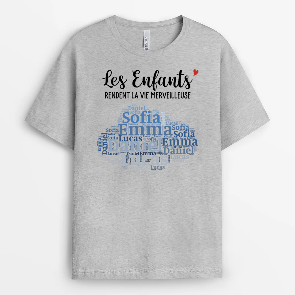Tee Shirt Personnalisé Cadeau Maman Papa - La Vie Merveilleuse Avec Enfants - Image 2