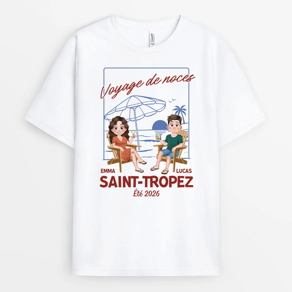 Tee Shirt Personnalisé Couple - Voyage De Noces