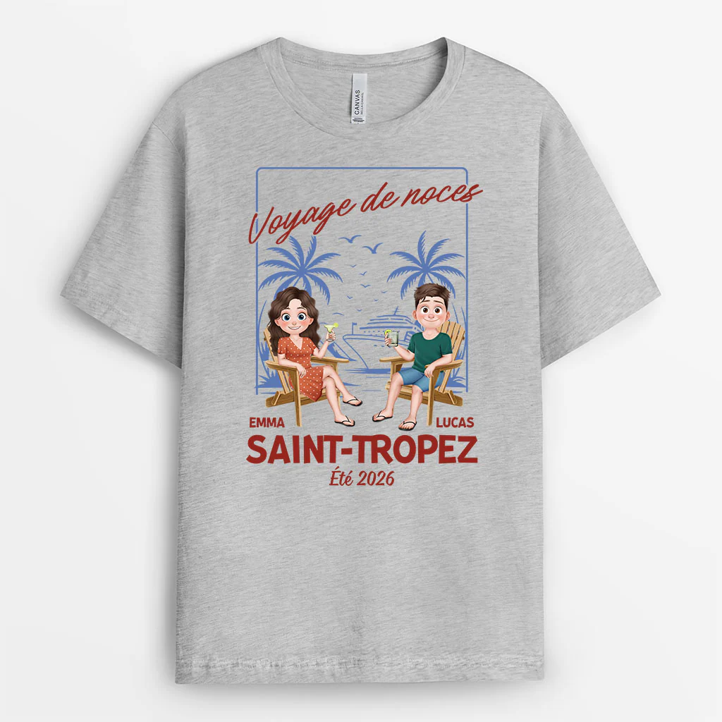Tee Shirt Personnalisé Couple - Voyage De Noces - Image 2