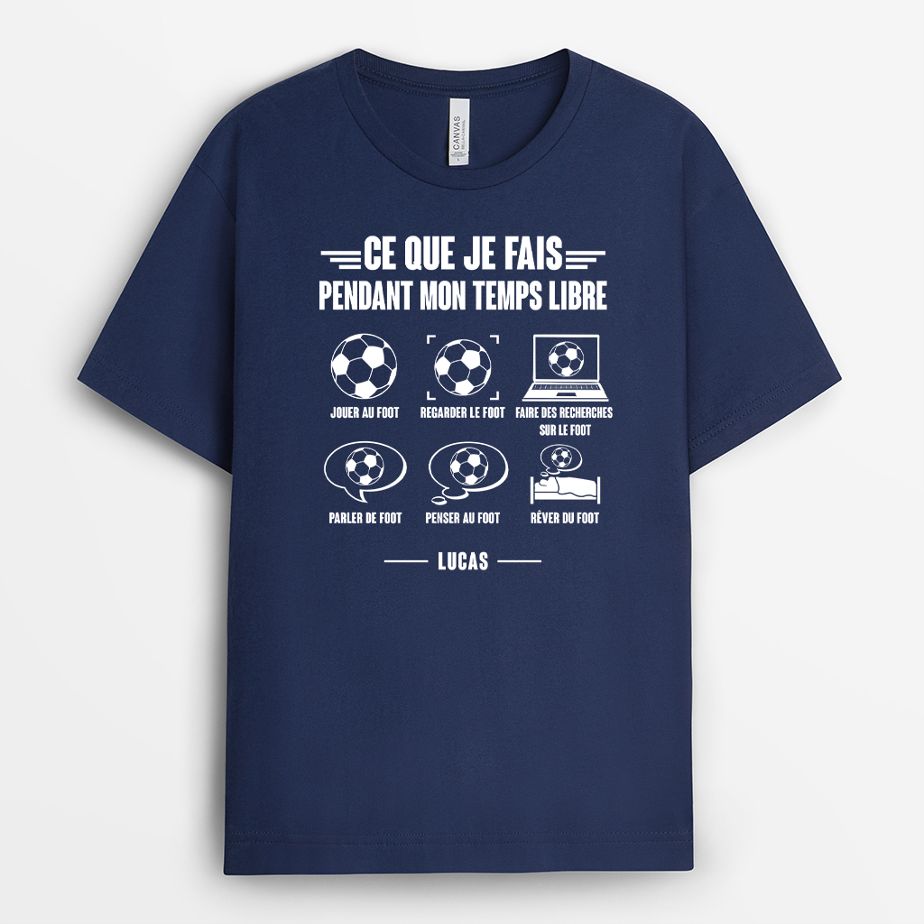 Tee Shirt Personnalisé De Foot - Ce Que Je Fais Pendant Mon Temps Libre - Image 2