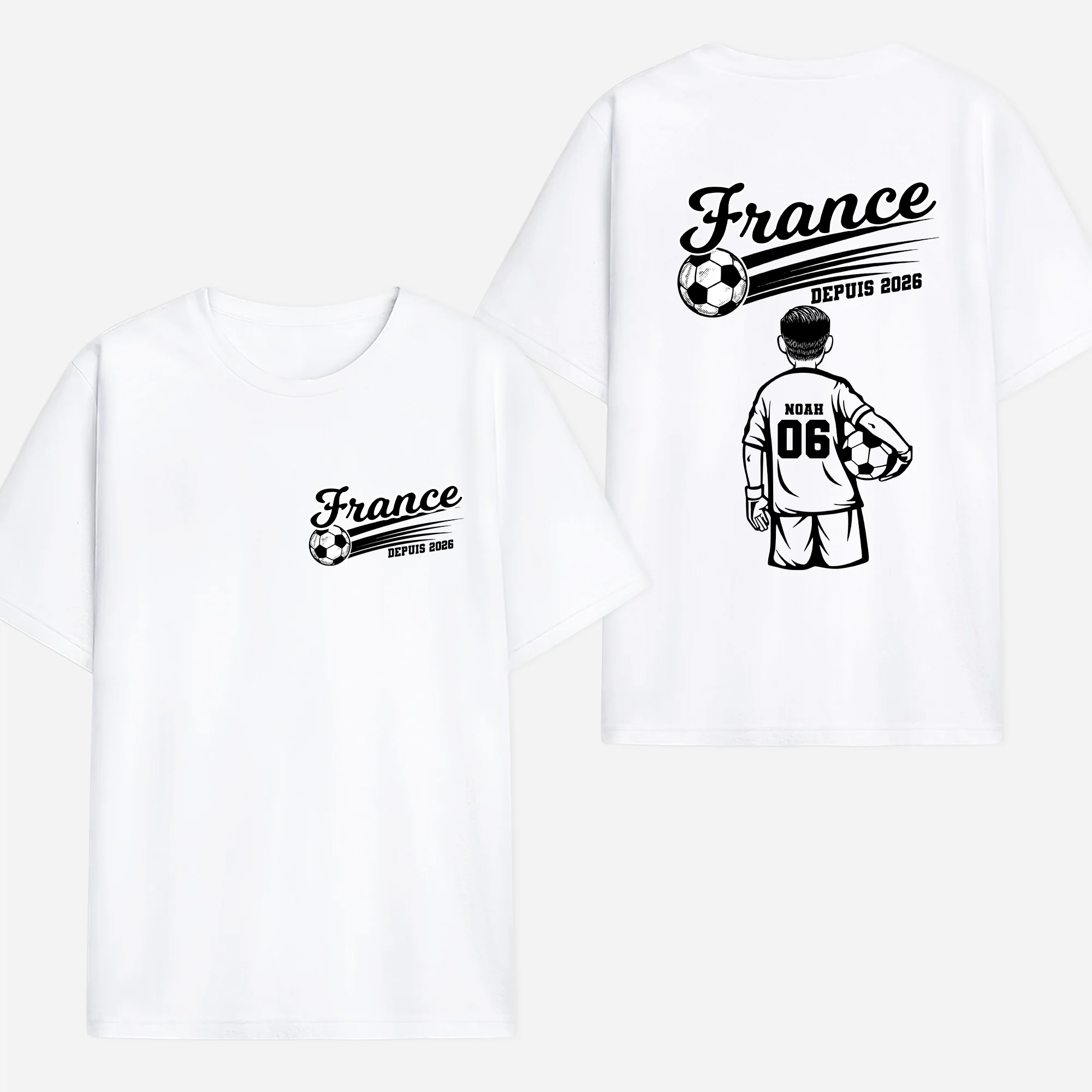 Tee Shirt Personnalisé Devant Et Dos - Cadeau Fan De Foot Avec Nation