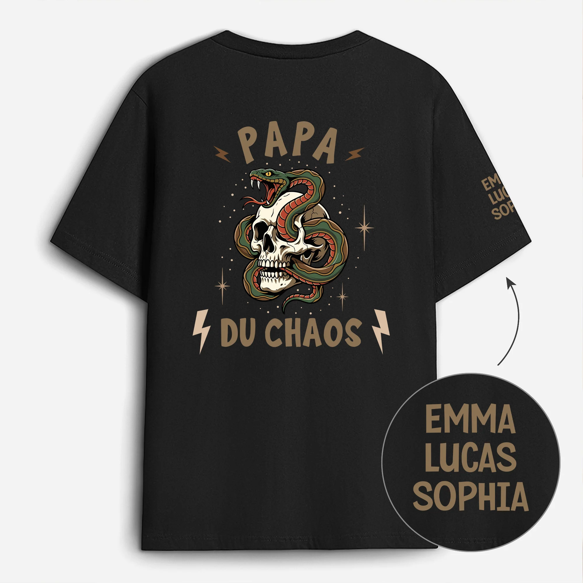 Tee Shirt Personnalisé Dos Et Manche - Maman Et Papa Du Chaos