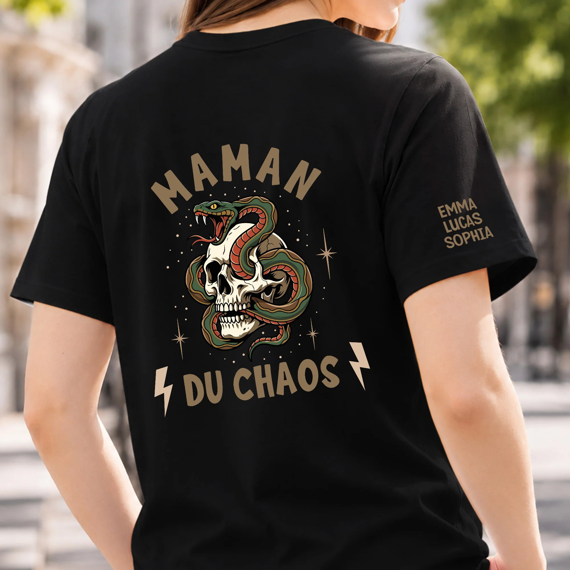 Tee Shirt Personnalisé Dos Et Manche - Maman Et Papa Du Chaos - Image 2