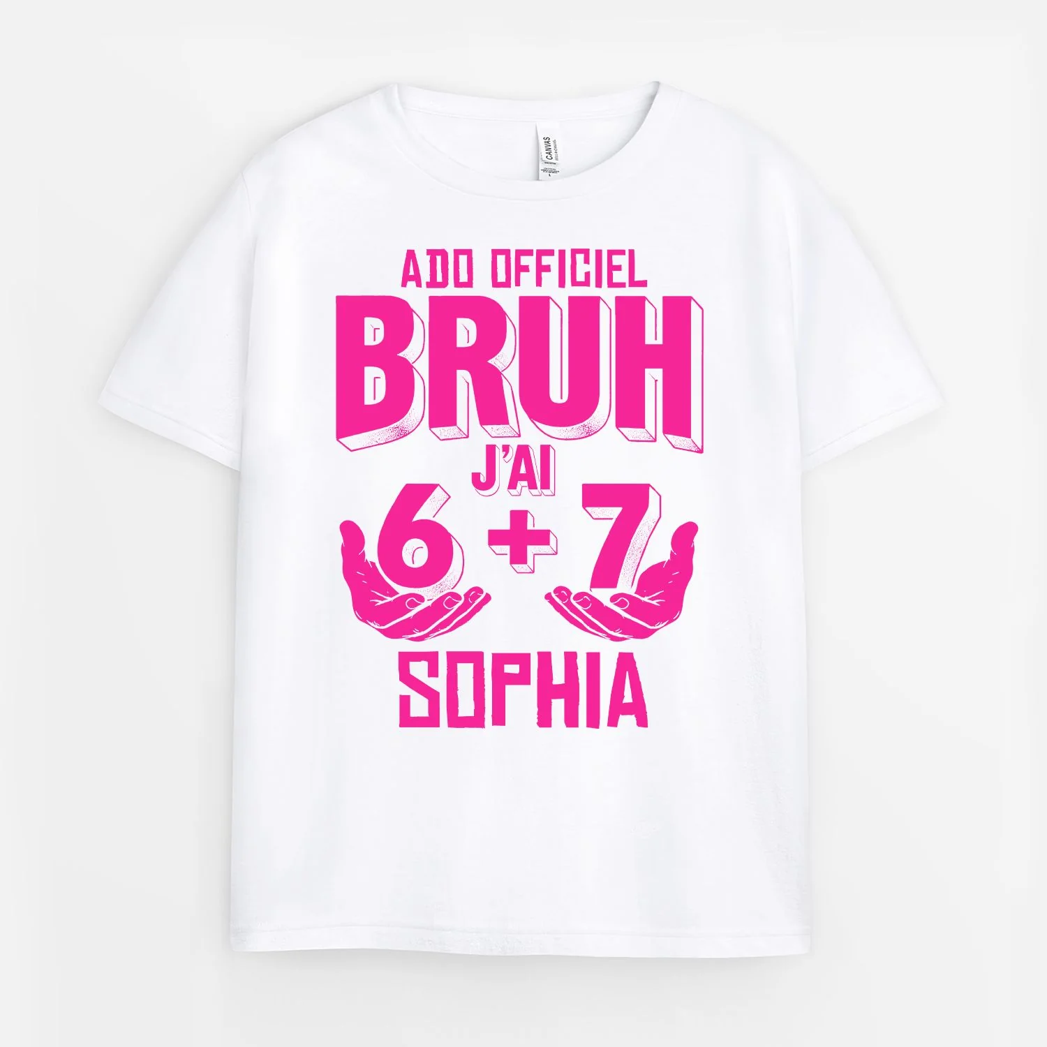 Tee Shirt Personnalisé Enfant Avec Humour - Officiellement Ado J'ai 6+7