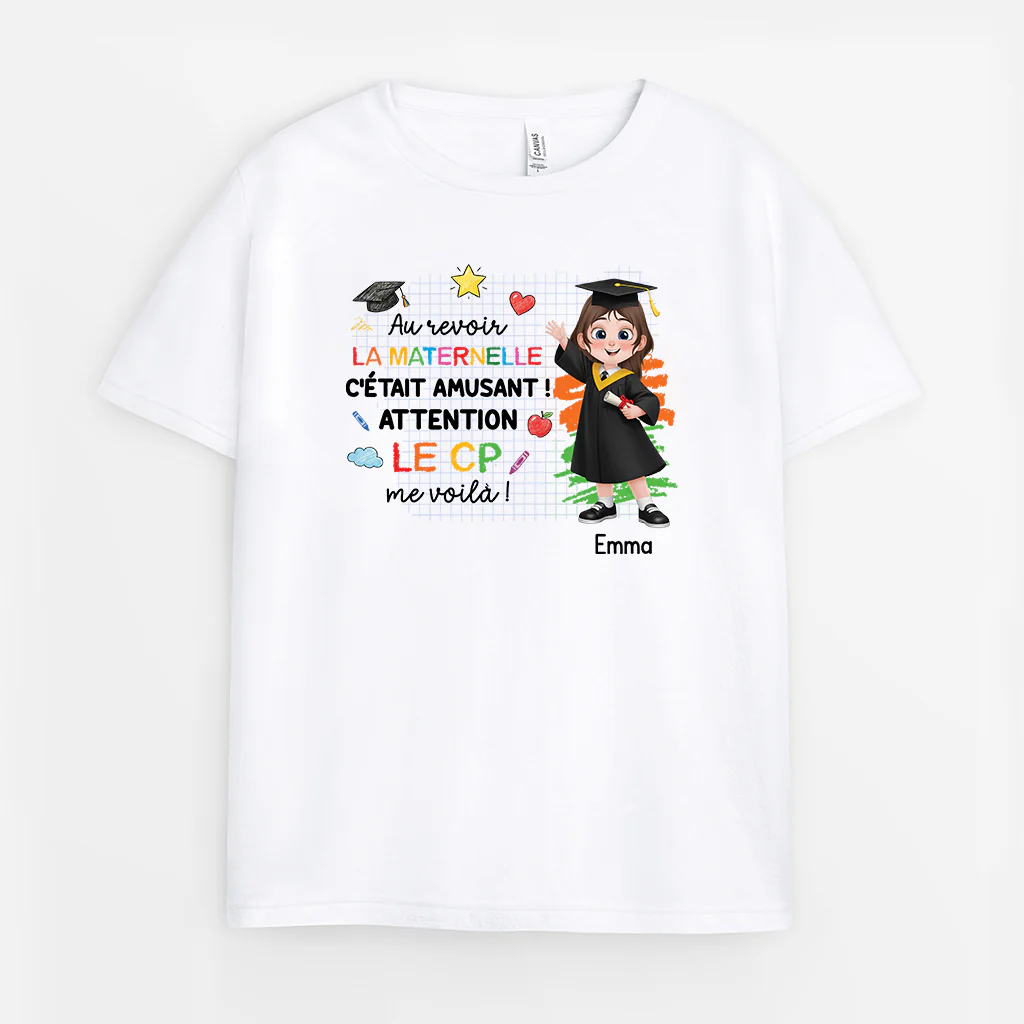 Tee Shirt Personnalisé Enfant - Cadeau Enfant CP Au Revoir La Maternelle