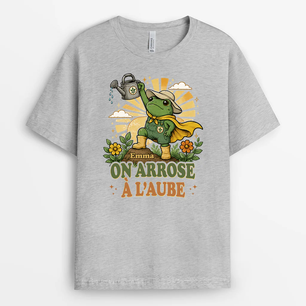 Tee Shirt Personnalisé Femme Homme Pour Jardinage - On Arrose À L’aube - Image 2