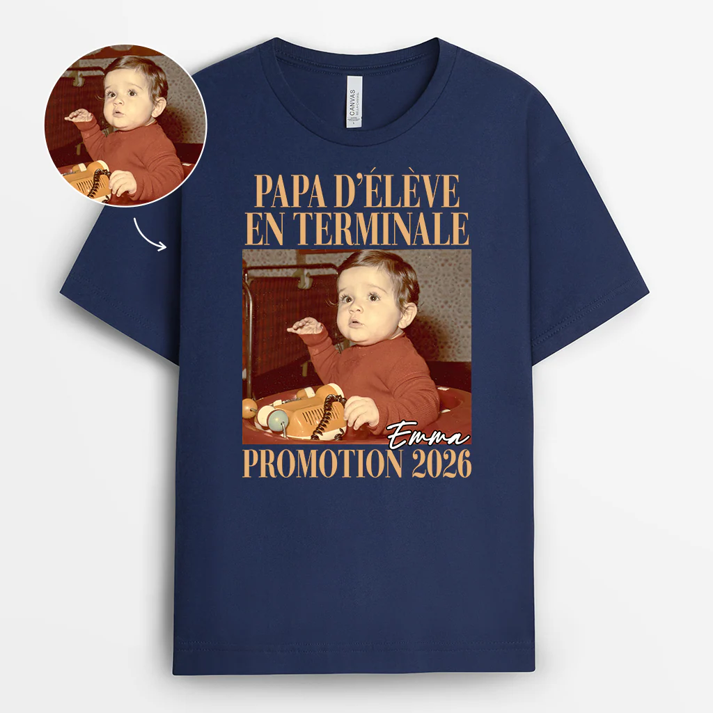 Tee Shirt Personnalisé Maman Papa Avec Photo - Cadeau Diplôme Élève En Terminale - Image 2