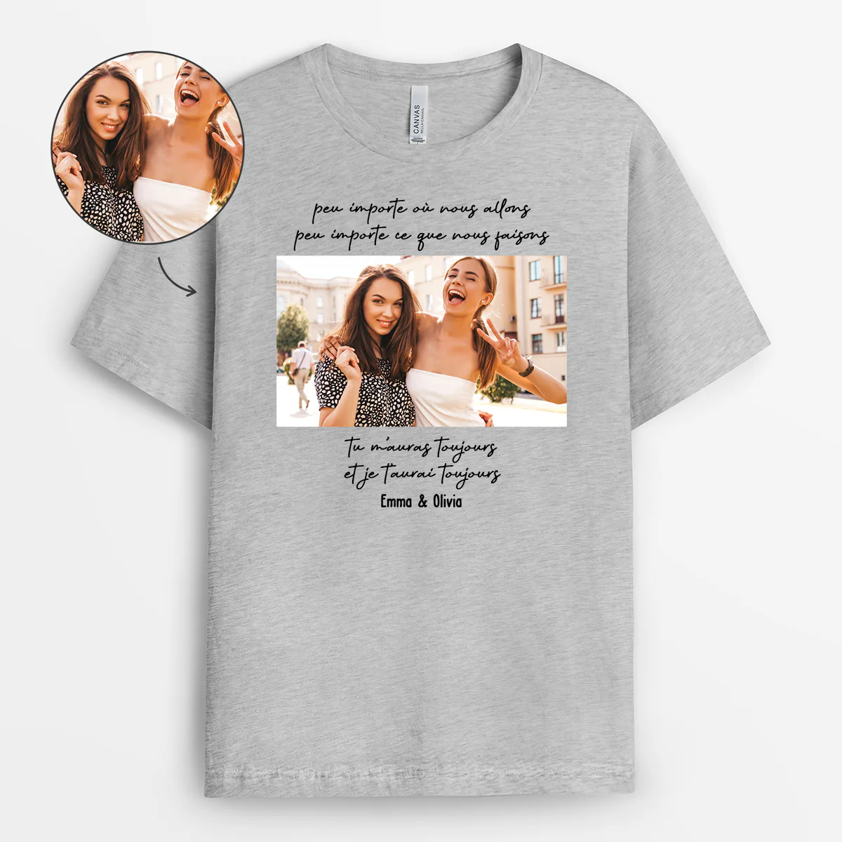 Tee Shirt Personnalisé Meilleure Amie Avec Photo - Vous M'aurez Toujours - Image 2
