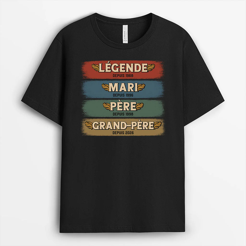 Tee Shirt Personnalisé Papa - Légende Depuis Papa Depuis Papy Depui