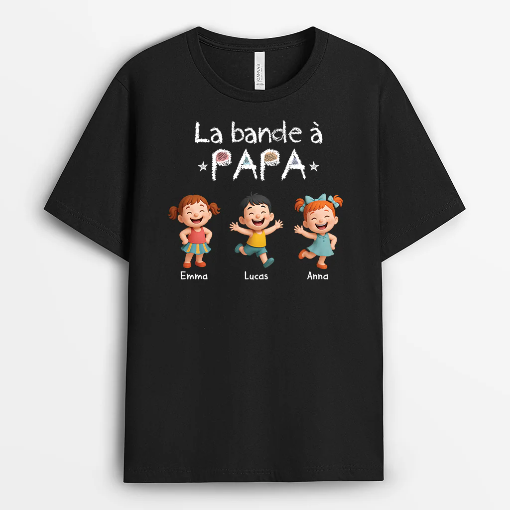 T Shirt Papa Personnalisé | Couleur Noire La Bande À Papa Maman