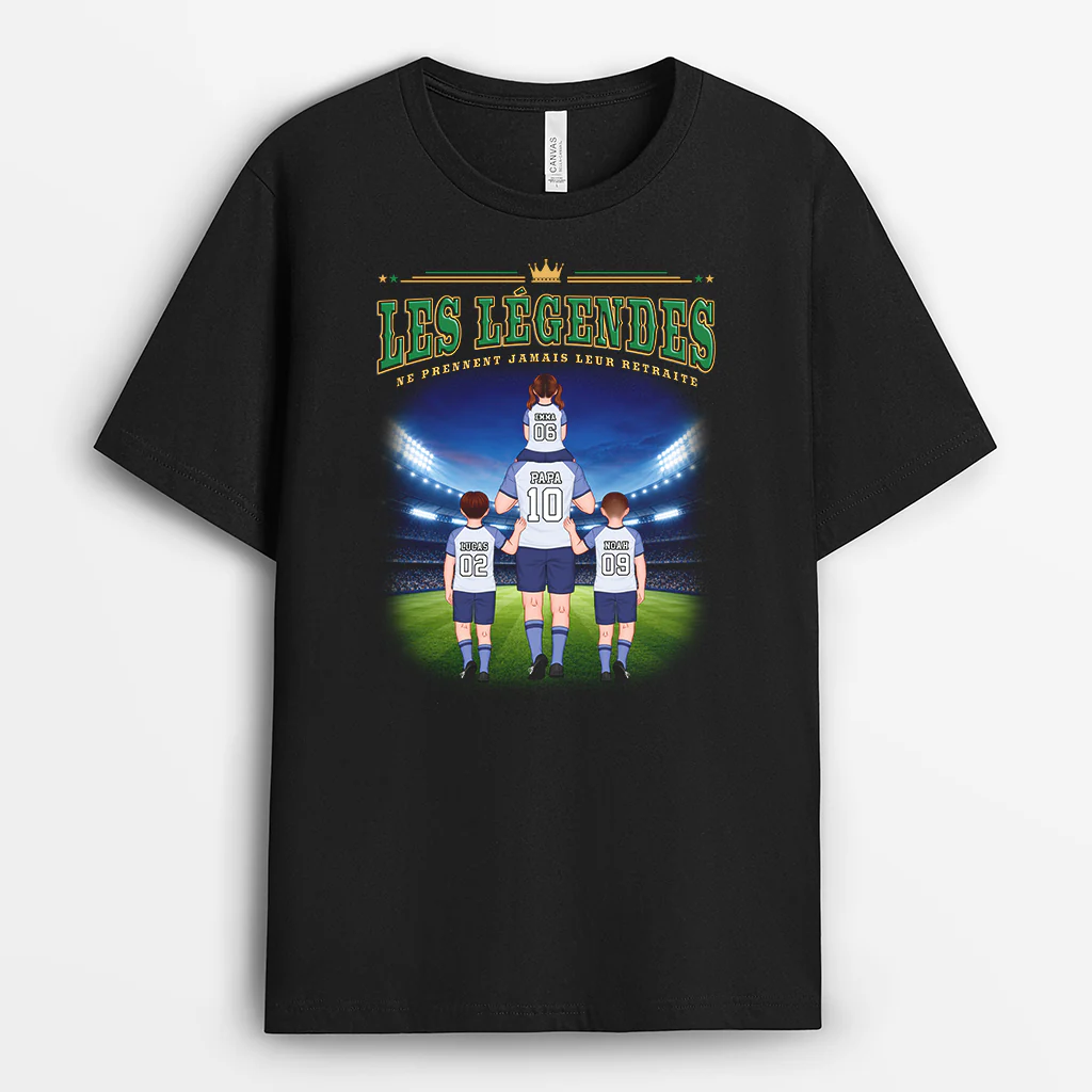 Tee Shirt Personnalisé Papa - Notre Légende Ne Prend Jamais Sa Retraite