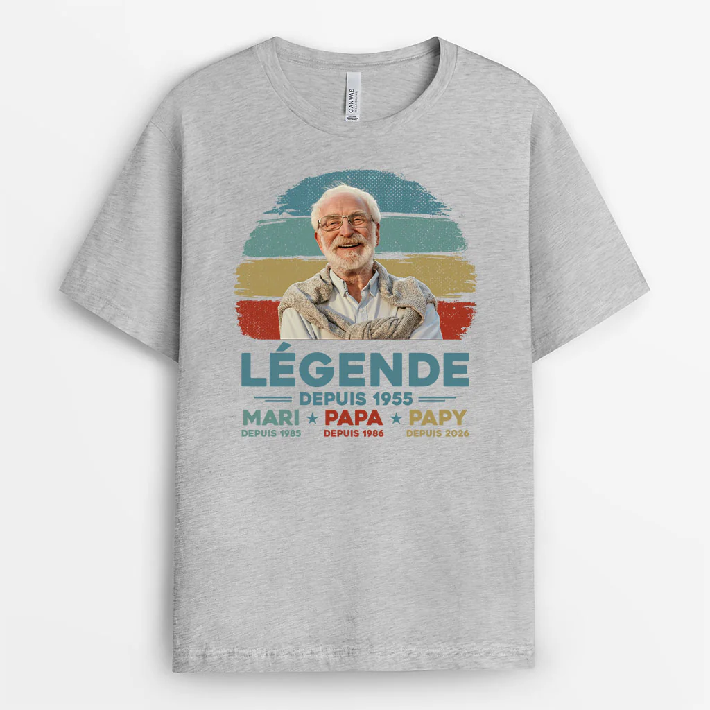 Tee Shirt Personnalisé Papa Papy Avec Photo - Légende Depuis Mari Depuis - Image 2