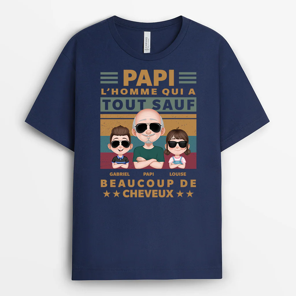 Tee Shirt Personnalisé Papa Papy Drôle - Qui A Tout Sauf Beaucoup De Cheveux - Image 2