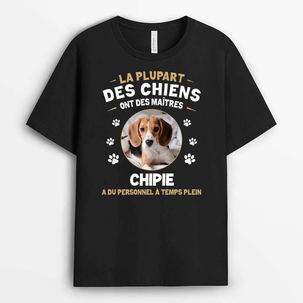 Tee Shirt Personnalisé Photo Chien - Personnel À Temps Plein