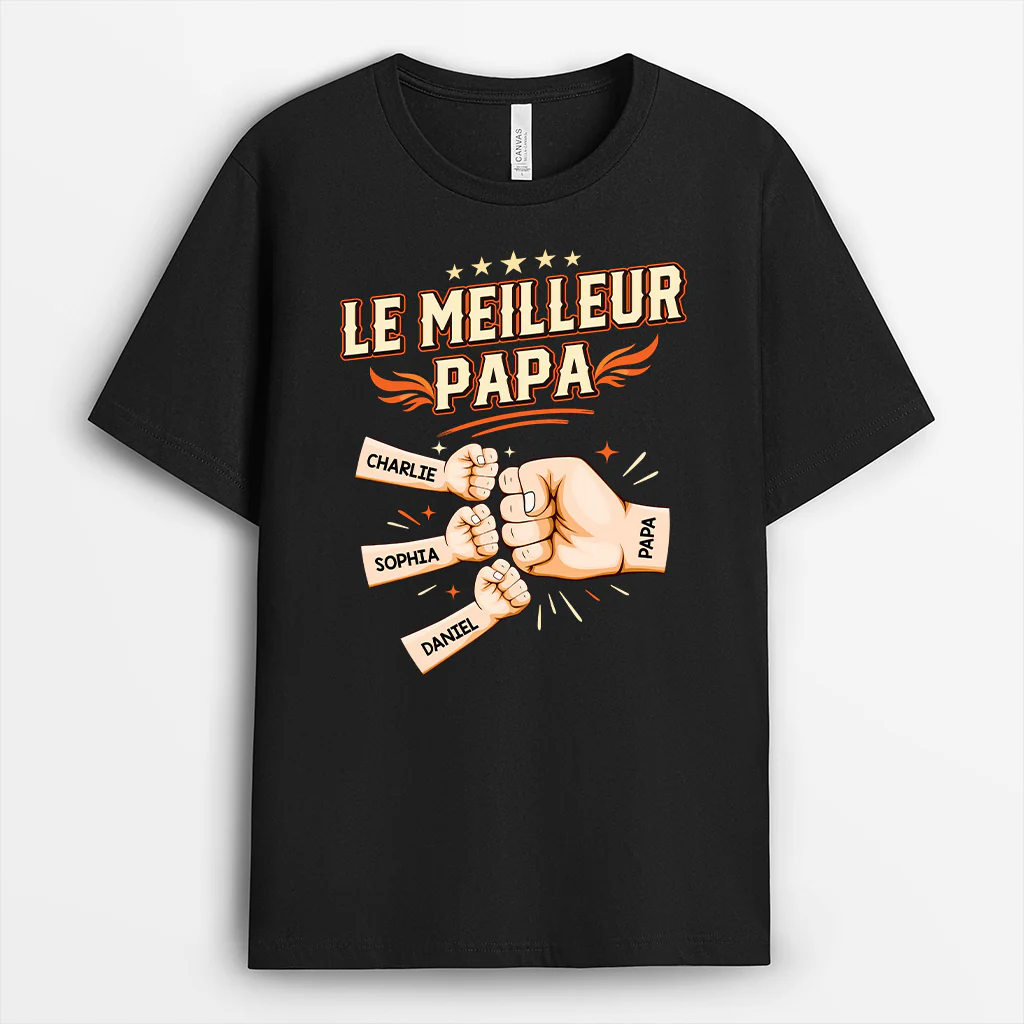 Tee Shirt Personnalisé Prénom - Meilleur Papa Meilleur Papy Des Enfants