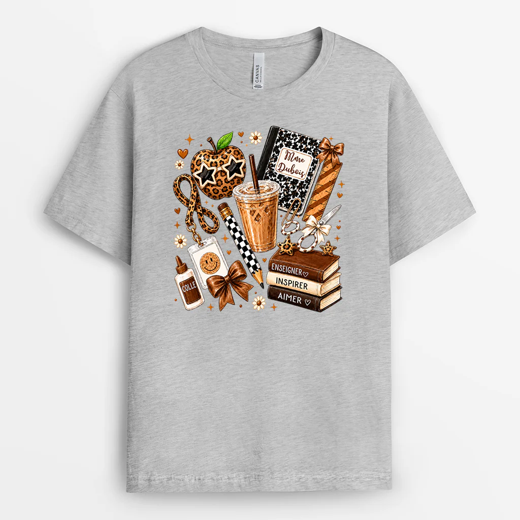 Tee Shirt Personnalisé Professeur - Enseigner Inspirer Aimer - Image 2