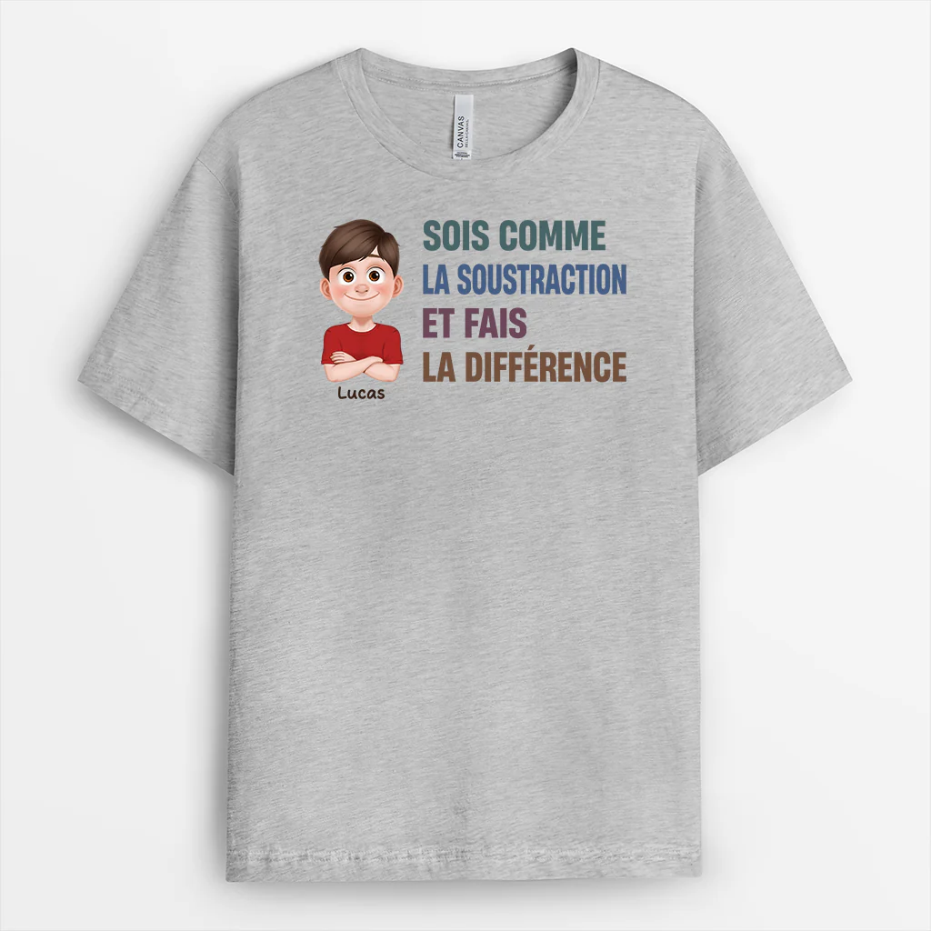 Tee Shirt Personnalisé Professeur - Sois Comme La Soustraction - Image 2
