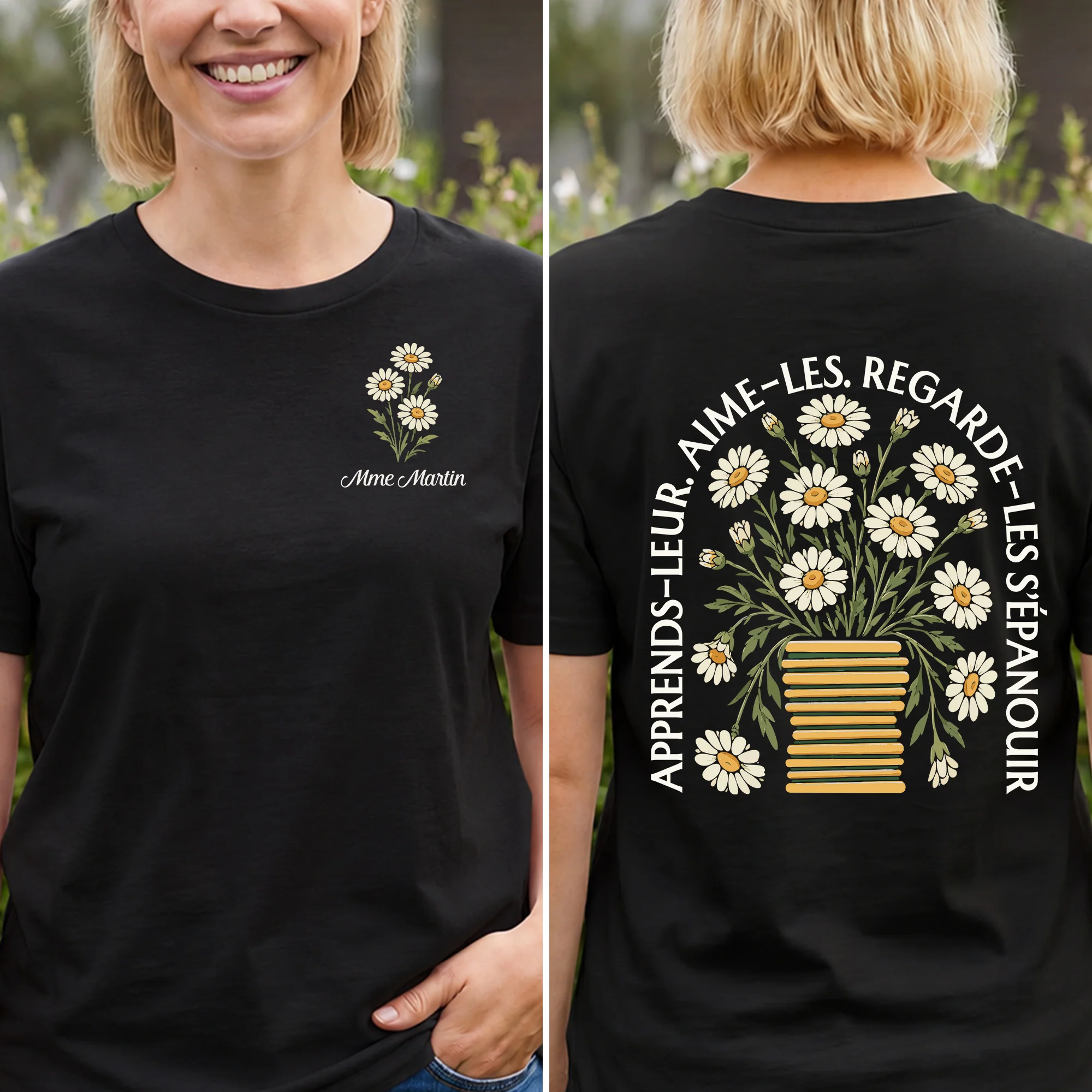Tee Shirt Personnalisé Recto Verso Pour Professeur - Apprends-leur Aime-les - Image 2