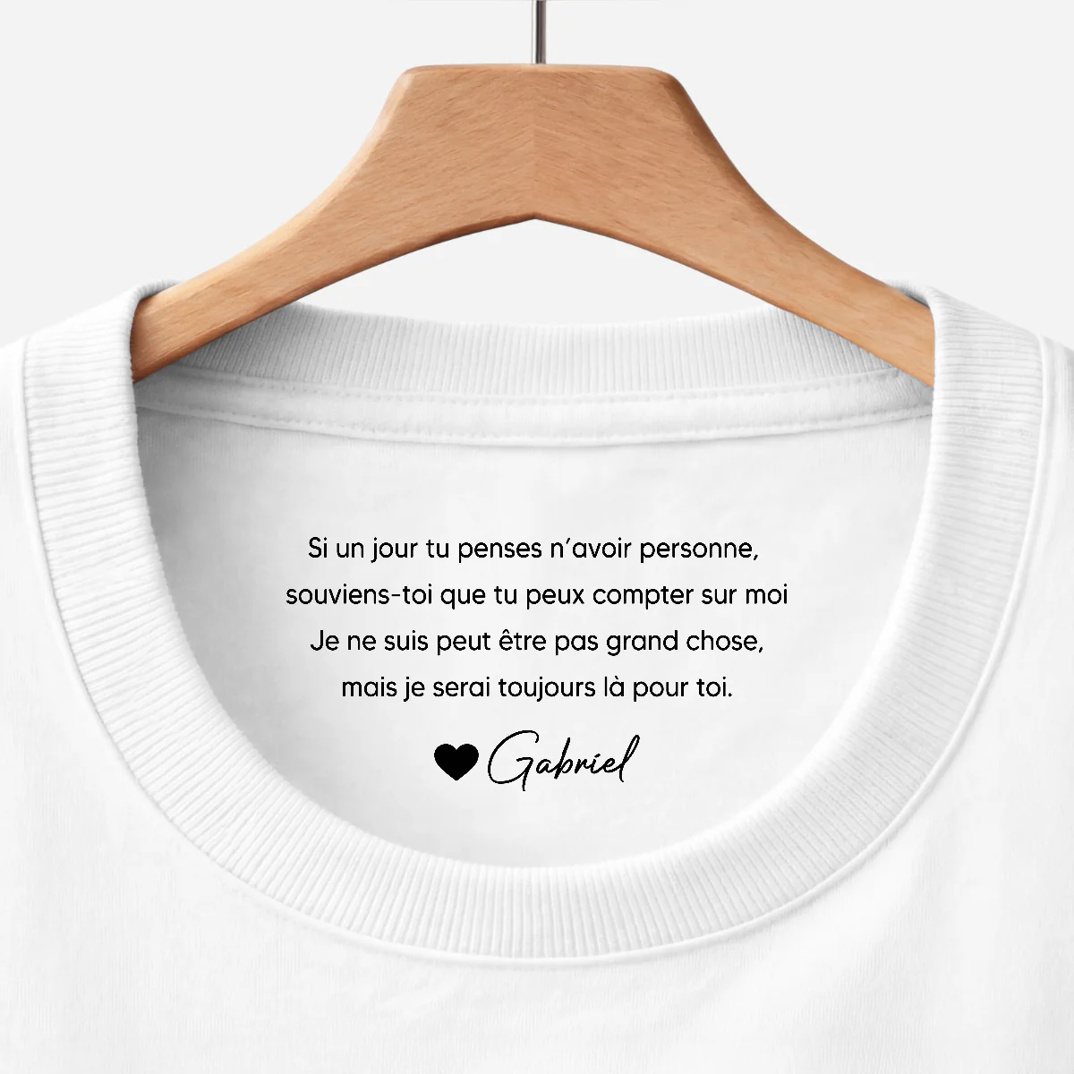 Tee Shirt Personnalisé Texte À L’intérieur Du Col Blanc Homme/Femme - Fille Et Fils Compter Sur Moi
