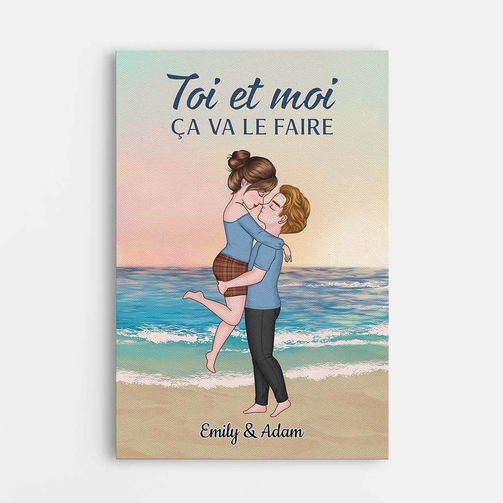 Toile Personnalisée Couple - Toi et Moi, Pour Toujours Au Bord De La Mer