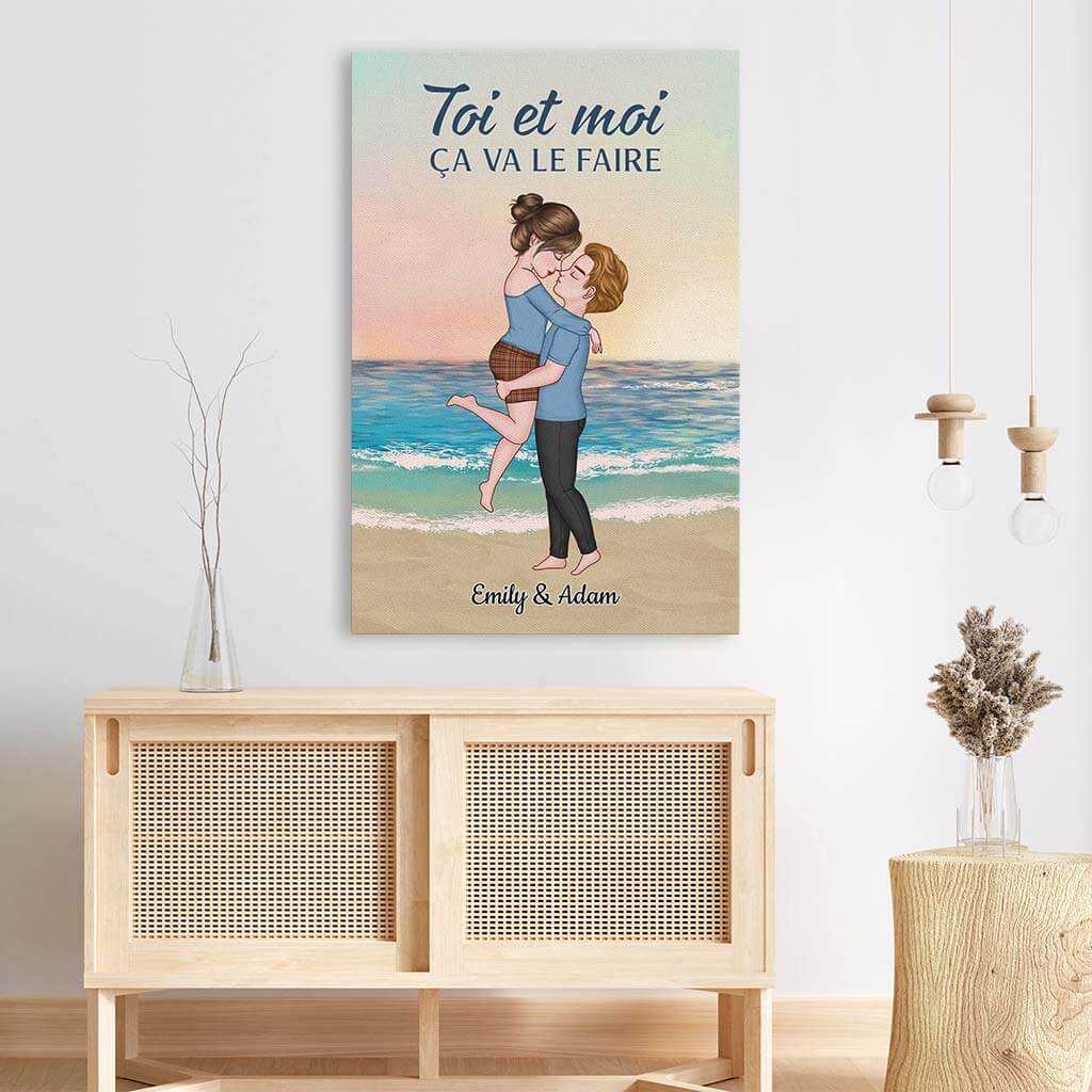 Toile Personnalisée Couple - Toi et Moi, Pour Toujours Au Bord De La Mer - Image 3