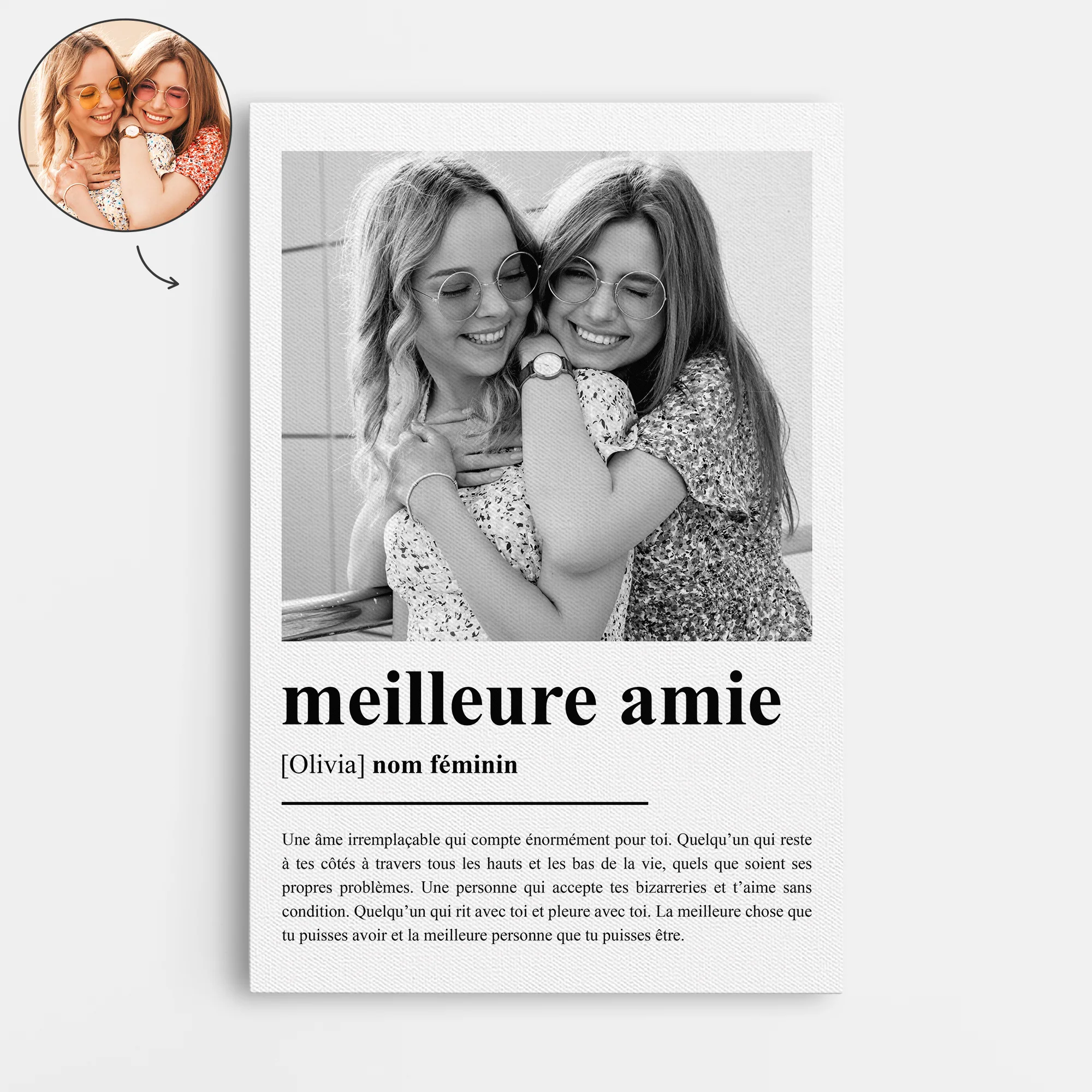 Toile Avec Photo Personnalisée - Cadeau Pour Meilleure Amie/Meilleur Ami