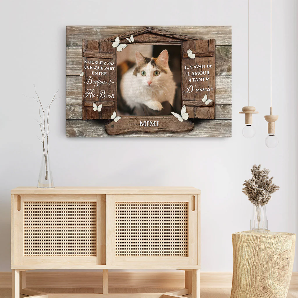 Toile Entre Bonjour et Au Revoir Chat Personnalisée - Image 3